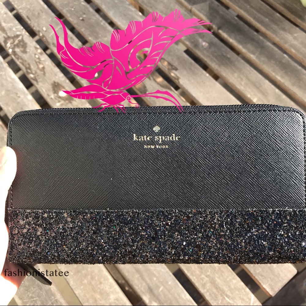 ➕ Kate spade Neda Greta Court Black glitter wallet